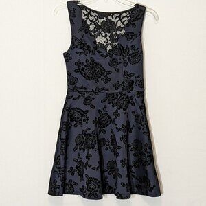 Three PINK HEARTS Prom/Party Dress; Satin / Velvet; Navy/Black; Short;  Small